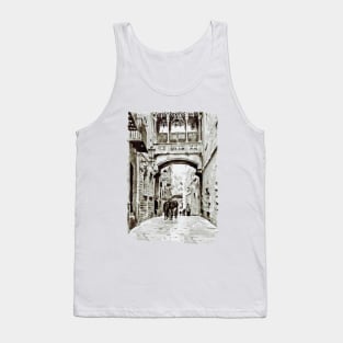 Carrer del Bisbe - Barcelona Black and White Tank Top